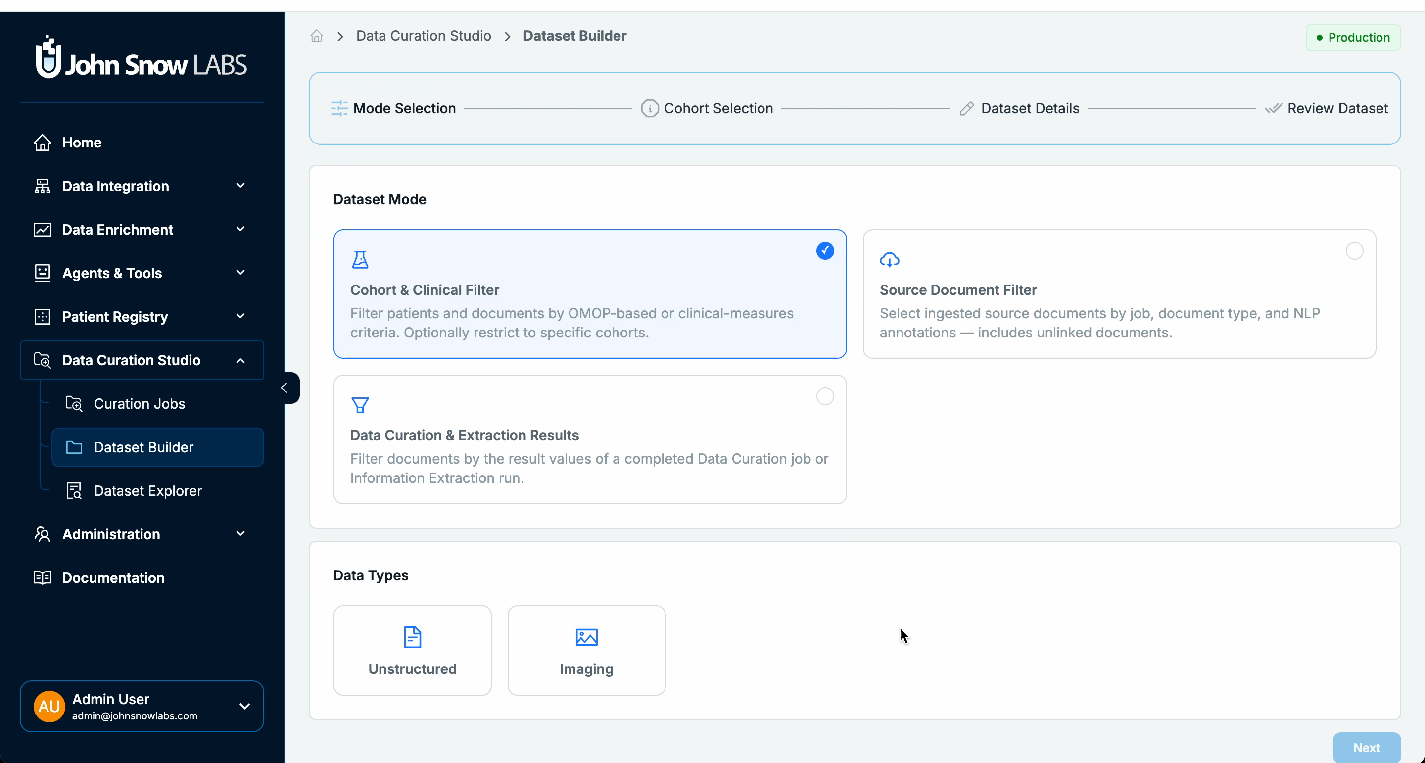 Building a dataset from a completed Data Curation job