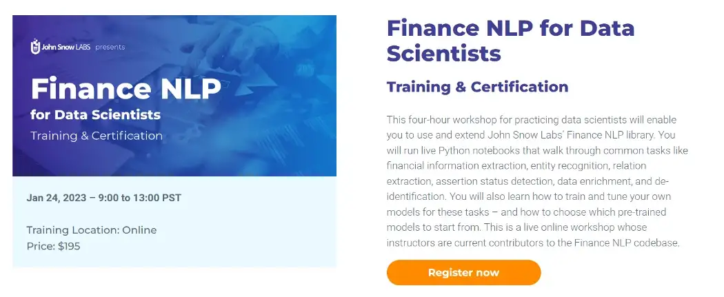 Finance NLP training for Data Scientists