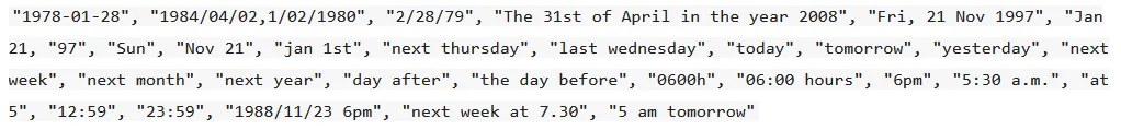 examples of some date entities that DateMatcher and MultiDateMatcher can match