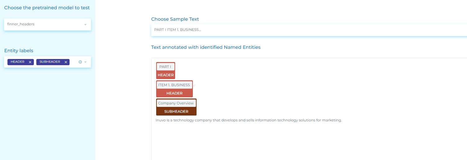 NLP sentence splitting to detect headers and subheaders in Financial Documents