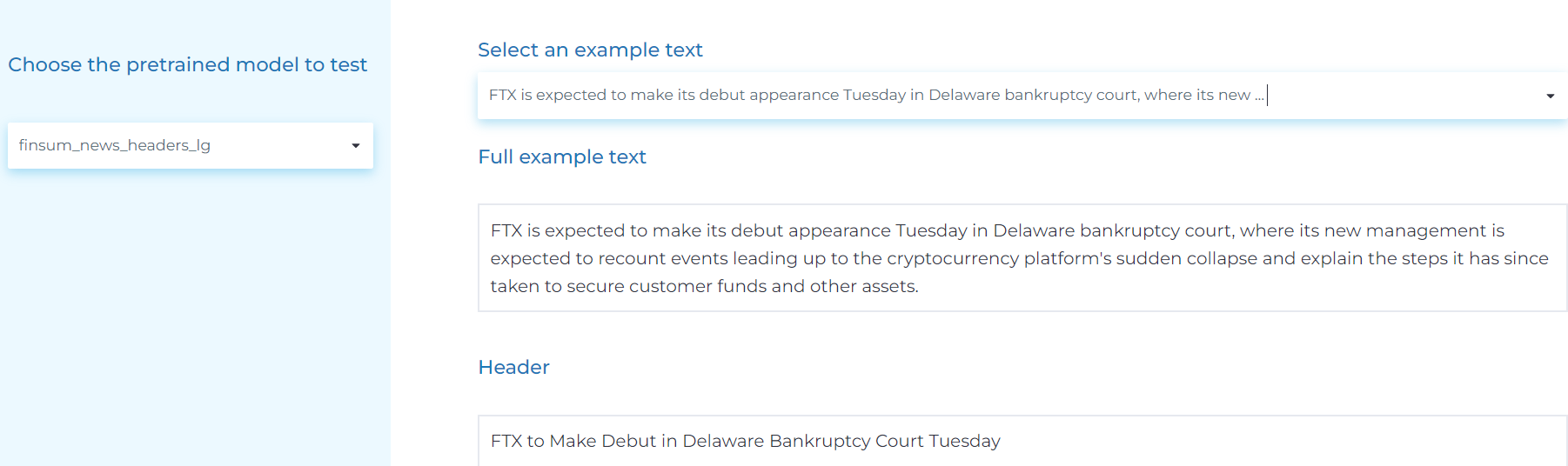 NLP application if finance: extracting headers from financial news