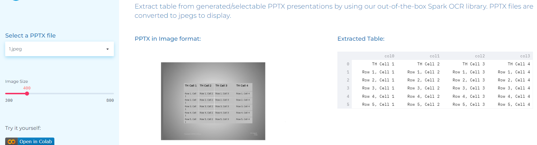 Extract tables from pdf and pptx financial documents using OCR.