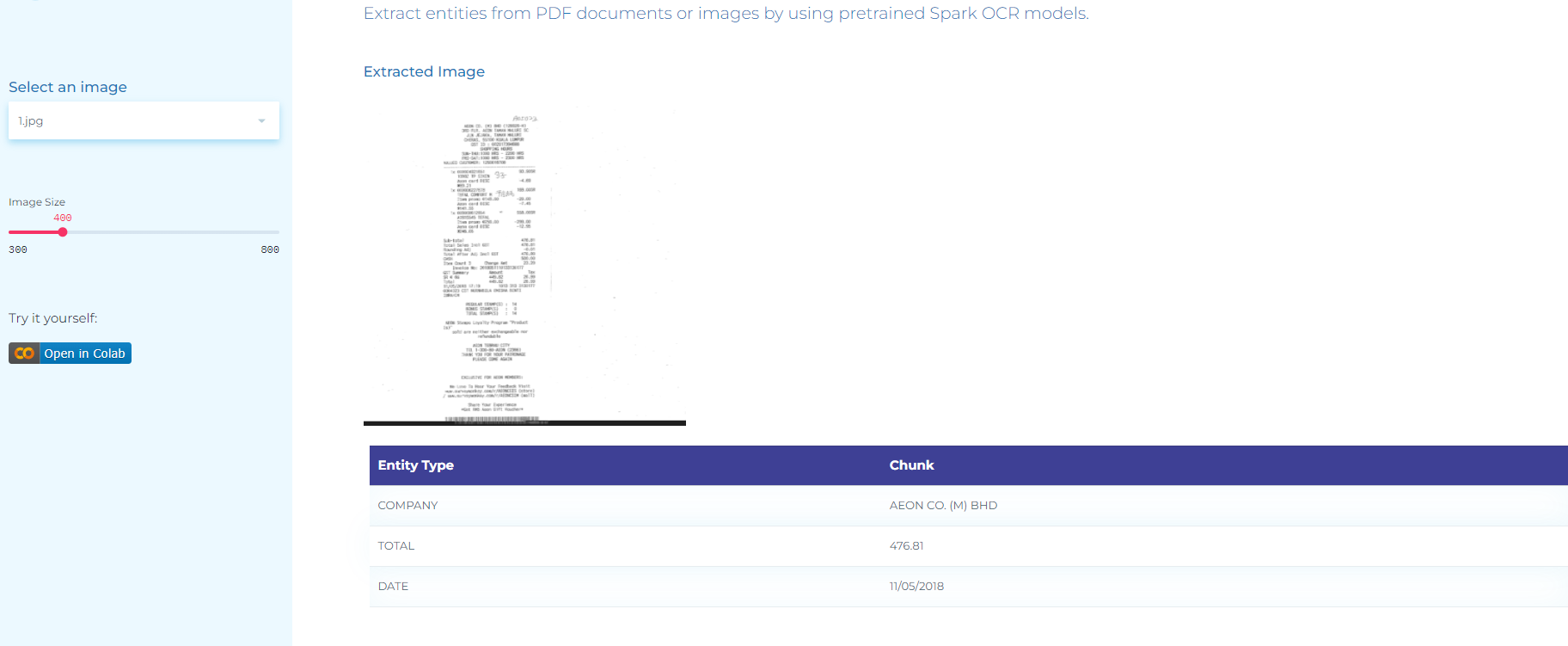 NLP use case in finance: detecting companies, total amounts and dates in scanned invoices with OCR.