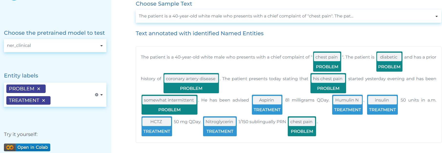Detecting clinical entities in text