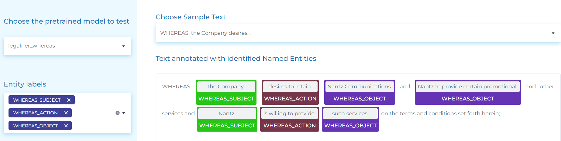 Detecting Whereas clauses and extracting entities