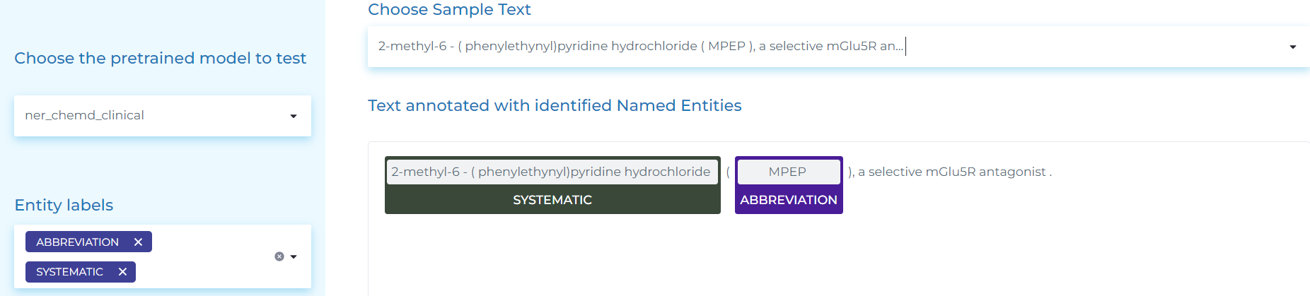 Extracting names of chemicals, drugs and their abbreviations