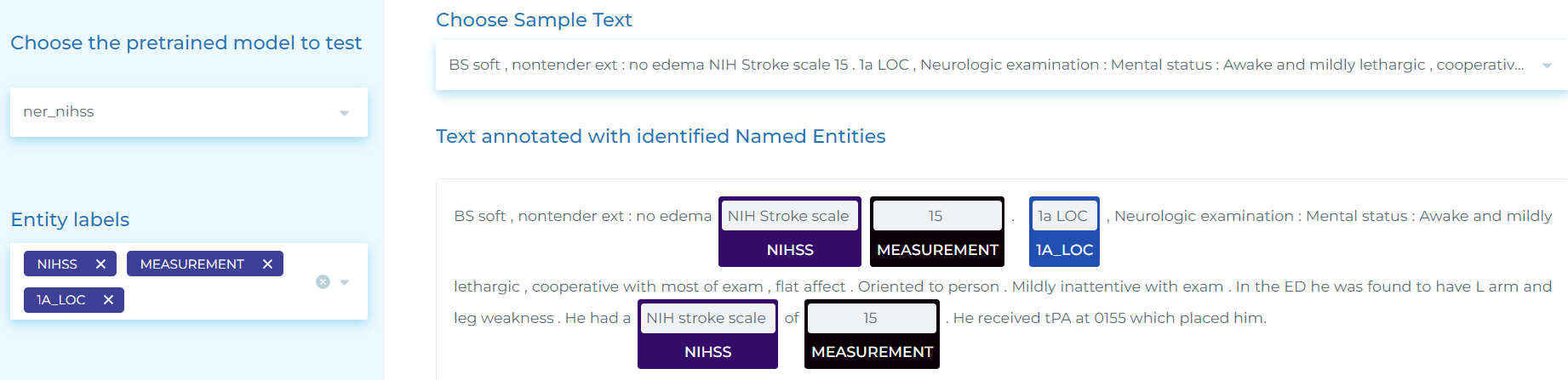 Extracting neurologic deficits related to NIH Stroke Scale