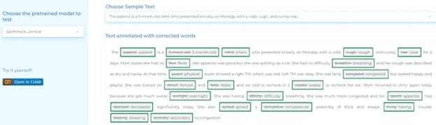 Clinical natural language processing for spell checking for clinical documents.