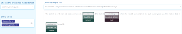 NLP for detecting the assertion status of entities related to oncology.