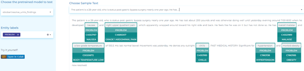 NLP for resolving Clinical Findings using the UMLS CUI taxonomy.