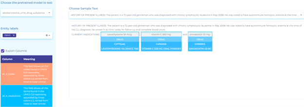 NLP for resolving Drug and Substance using the UMLS CUI taxonomy.