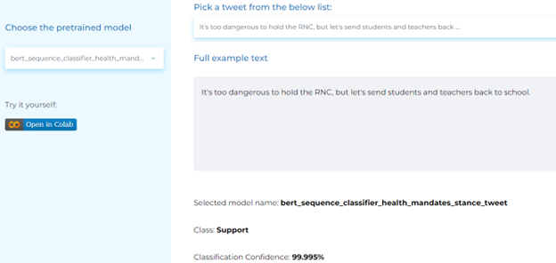 NLP for classifying stance about public health mandates from posts.