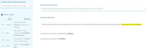 NLP for detecting alcohol use in medical text.