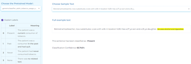 NLP for classifying tobacco consumption in medical text.