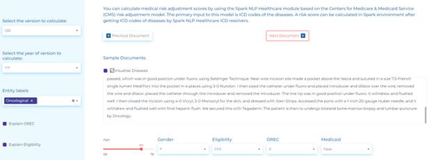 NLP for calculating medical risk adjustment scores automatically using icd codes of diseases.