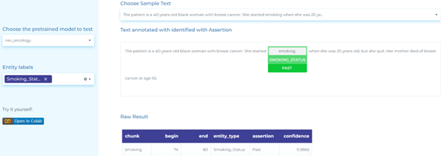 Clinical NLP for detecting smoking status entities from clinical text.