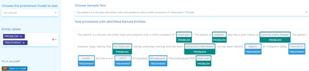 Clinical natural language processing for detecting clinical entities in text.