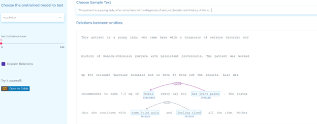 Clinical NLP for detecting causality between symptoms and treatment.