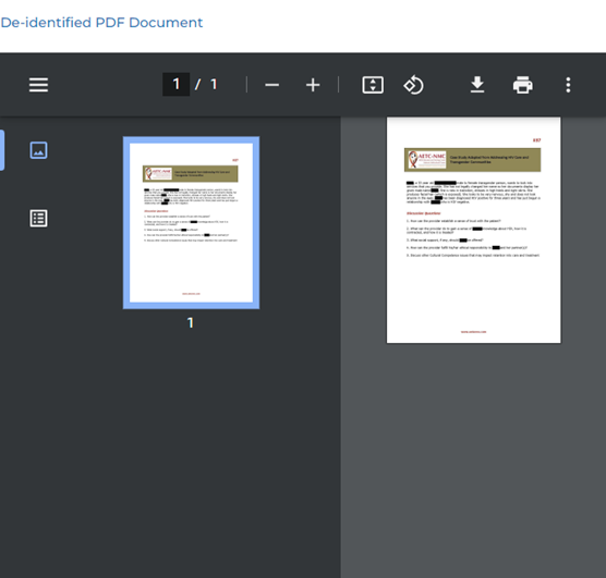 De-identification of PDF documents using GDPR guidelines by anonymizing PHI information.